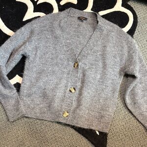 Quince Wool Blend Gray Button-Up Cardigan